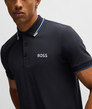 HUGO BOSS Paddy Pro S.Cafe Performance Polo Shirt Regular Fit Stretch Black Sz L