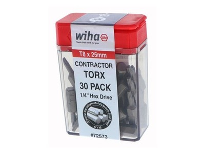 Wiha Tools 72576 Torx Contractor Insert Bit T15 x 25mm - 30 Pack