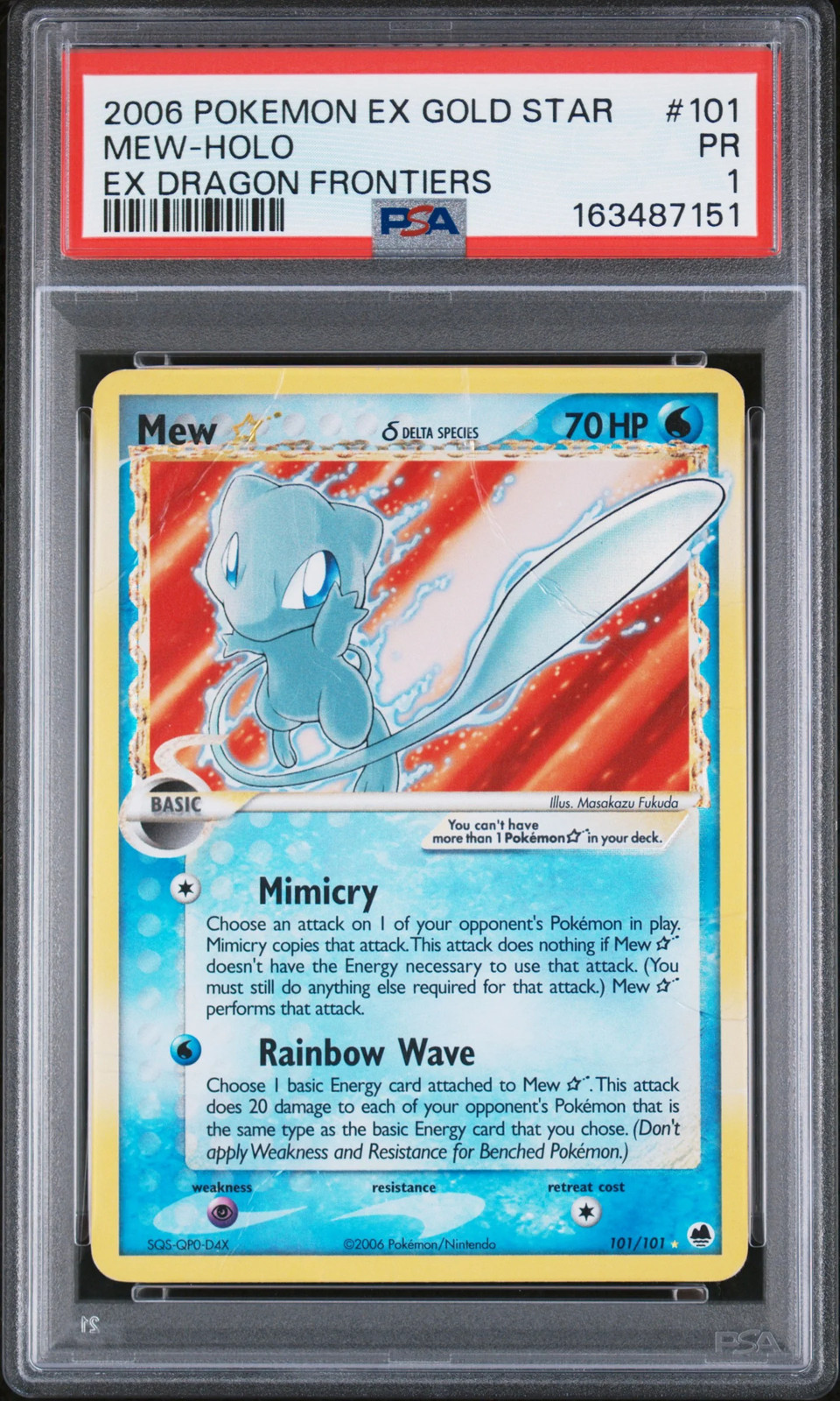 Mew Holo PSA 1 2006 Pokemon Ex Dragon Frontiers #101