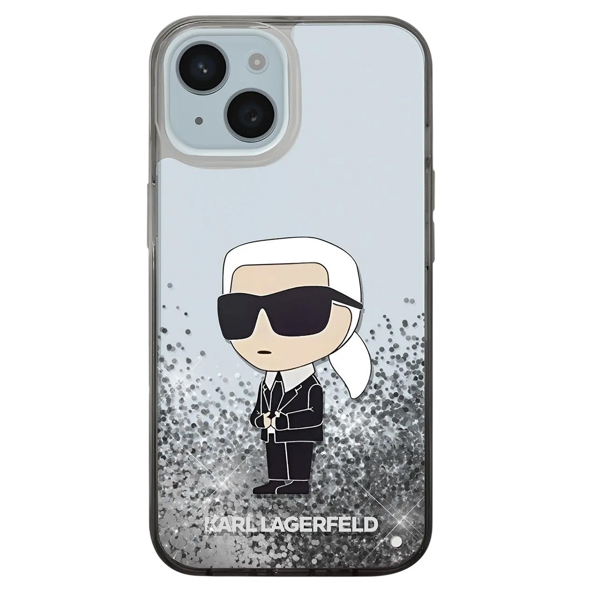 Coque iPhone 15 Plus Karl Lagerfeld luxueuse rigide transparente à paillettes - 2