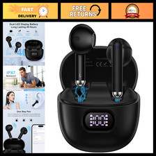 Wireless Bluetooth Earbuds, 48H Playtime, IPX7 Waterproof, LED Display, Compatib