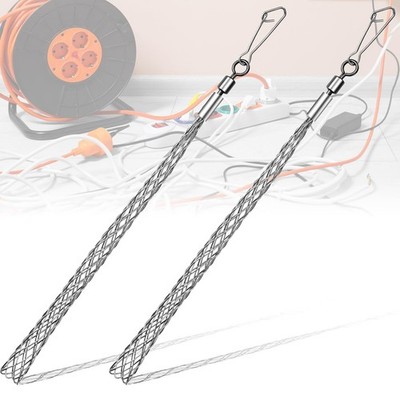 Gisafai 2 Pcs 3/4 in Wire Pulling Grip Mesh Metal Cable Puller in, silver 
