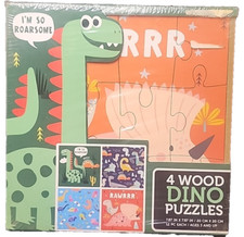Dinosaur Wood Puzzles Dino Set of 4 Ages 3 And Up T94 