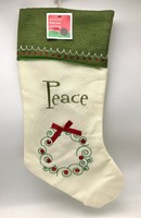 Christmas Faux Jute Stocking Holiday Peace 18 Inch Christmas Faux Jute Stocking Holiday Peace 18 Inch