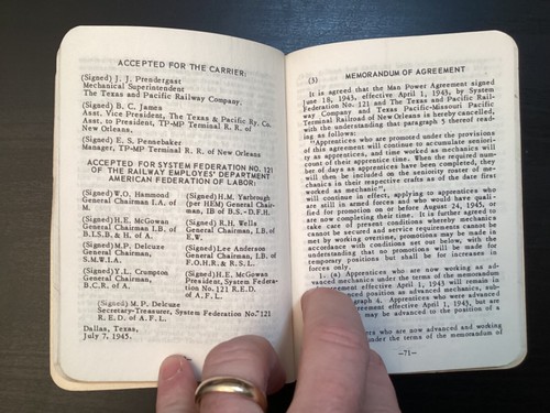 2 Texas and Pacific Railway Company Trainmen Agreement 1944 & 1949 Booklets - Picture 8 of 15