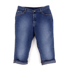 Riders by Lee Capri Jeans Womens Size 18 Blue Dark Wash Denim Cuffed Pockets