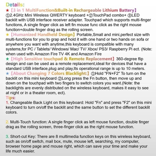 US Mini i8 Wireless Keyboard 2.4G with Touchpad for PC Android Desktop PC TV Box - Picture 7 of 8