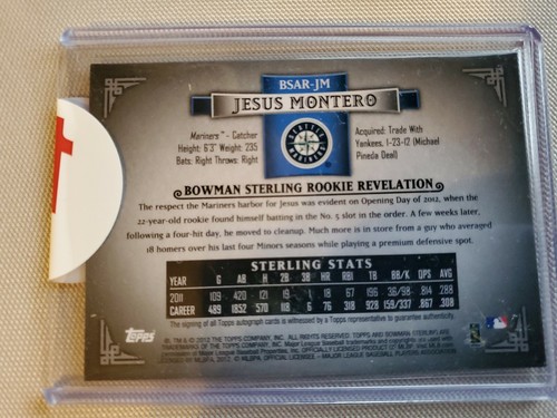 Jesus Montero 2012 Bowman Sterling Rookie RC AUTO #BSAR-JM Mariners - Picture 3 of 6