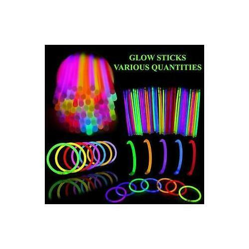 1 bis 1000 x 8" Leuchtstäbe Armbänder Halskette Party Gefälligkeiten Neon Farbe Verbinder - Bild 1 von 8