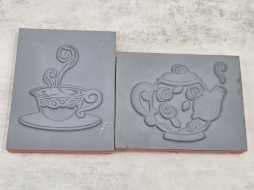 Unbranded 2 Large Big Mounted Rubber Stamp Stamps Coffee Hot Tea Kettle Shop