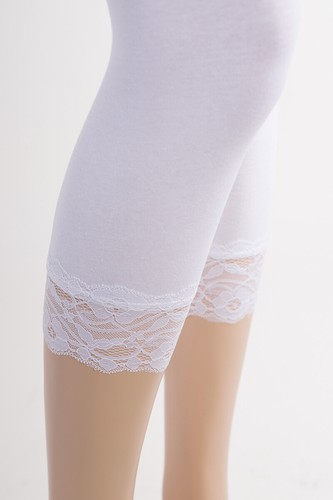 C-L1001 Capri Cotton LACE Trim Leggings Skinny Yoga Thin Pants S~3XL Plus Yoain - Picture 27 of 32