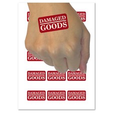 Damaged Goods Label Temporary Tattoo Water Resistant Fake Body Art Set
