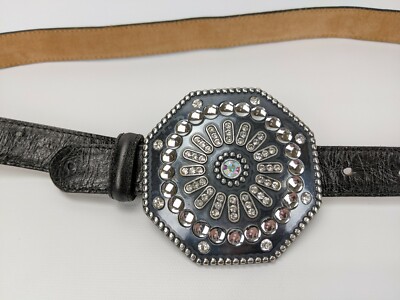 Tony Lama Black Leather Concho Belt with Silver Medallions Tony Lama Women main image 4