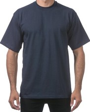 Pro Club Men's Heavyweight Cotton Short Sleeve Crew Neck T-Shirt, Navy, Tall