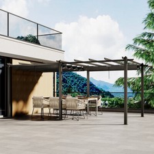 Gazebo Backyard Pool Garden Pergola Canopy Sun Shade Shelter w/ Retractable Roof