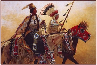 Home Decor Native Americans Riding Horses-Parade handmade oil painting on canvas