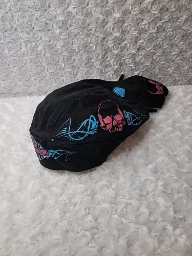 Harley Davidson SKULL CAP Motorcycle Bandana Head Wrap Black Skull Pink Blue 