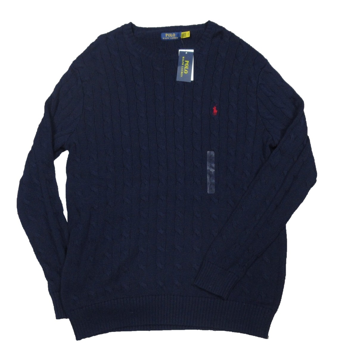 Polo Ralph Lauren Big Tall Men's Navy Blue Cable Knit Cotton