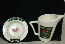 Vintage Wolfschmidt Vodka Pub Mug Bar Pitcher and Ashtray Set