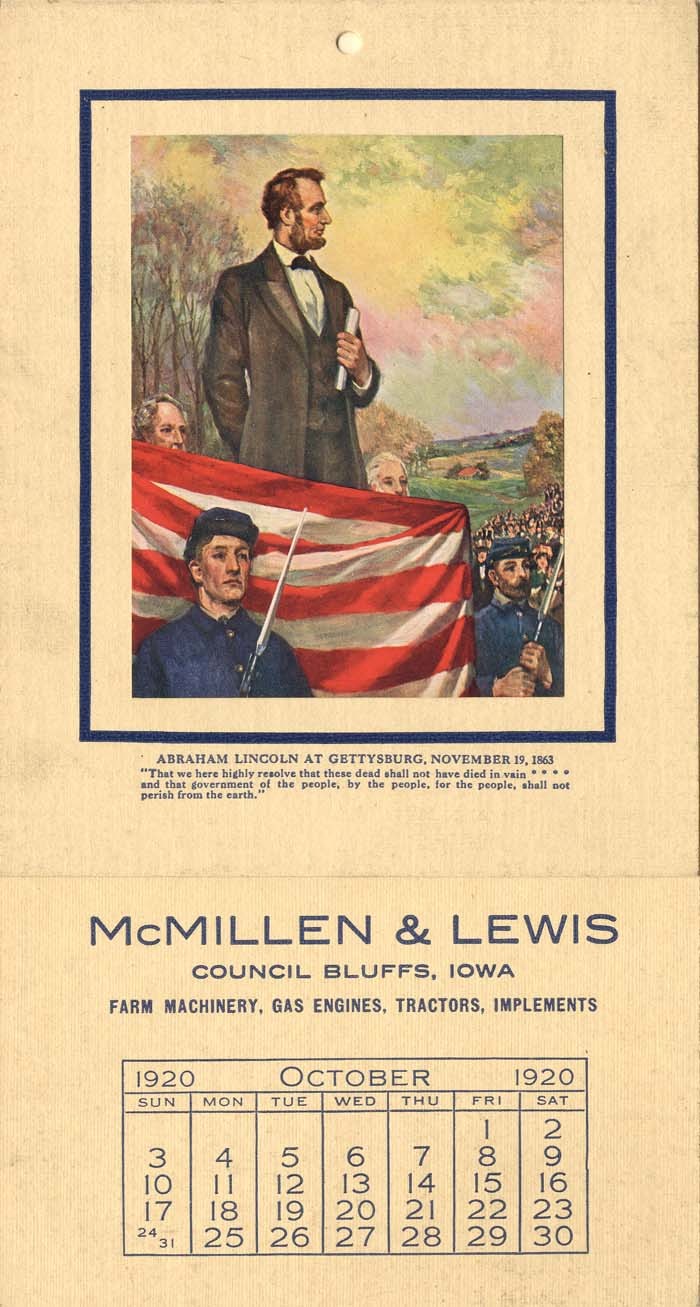 Abraham Lincoln at Gettysburg Calendar - Advertising Art Calendars | eBay