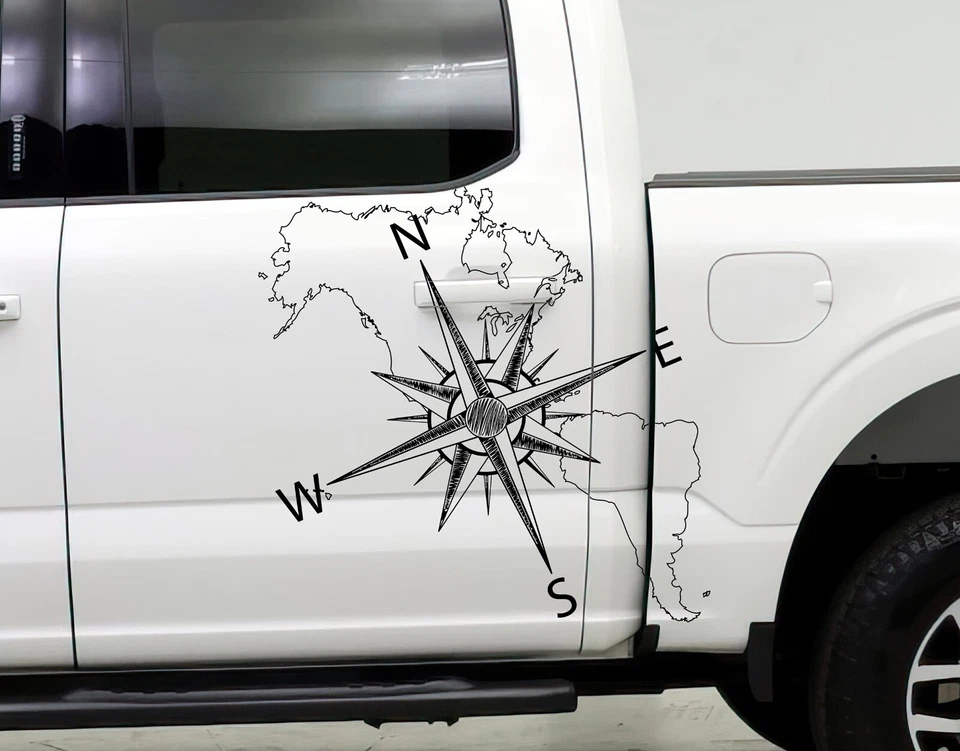 Mapa náutico de América del Norte y del Sur con brújula calcomanía de pared marca #6018 Foto 3 de 4