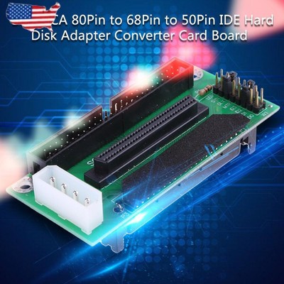 SCSI SCA 80Pin to 68Pin to 50Pin IDE Hard Disk Adapter Converter Card Board
