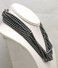 Tiffany & Co Sterling Silver 925 8 Strand Hematite Bead Torsade Toggle Necklace — photo 3