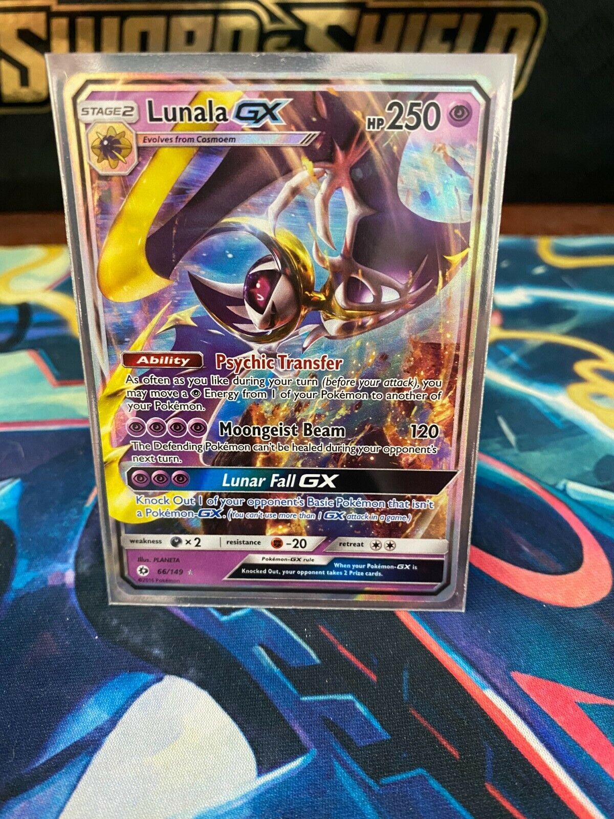 Lunala GX Near Mint Holo Rare Sun and Moon Base Set #66/149