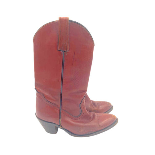 Frye Mens 7104 Red Leather Almond Toe Mid-Calf Pull On Cowboy Boots Sz US 8.5 B  - Picture 1 of 11