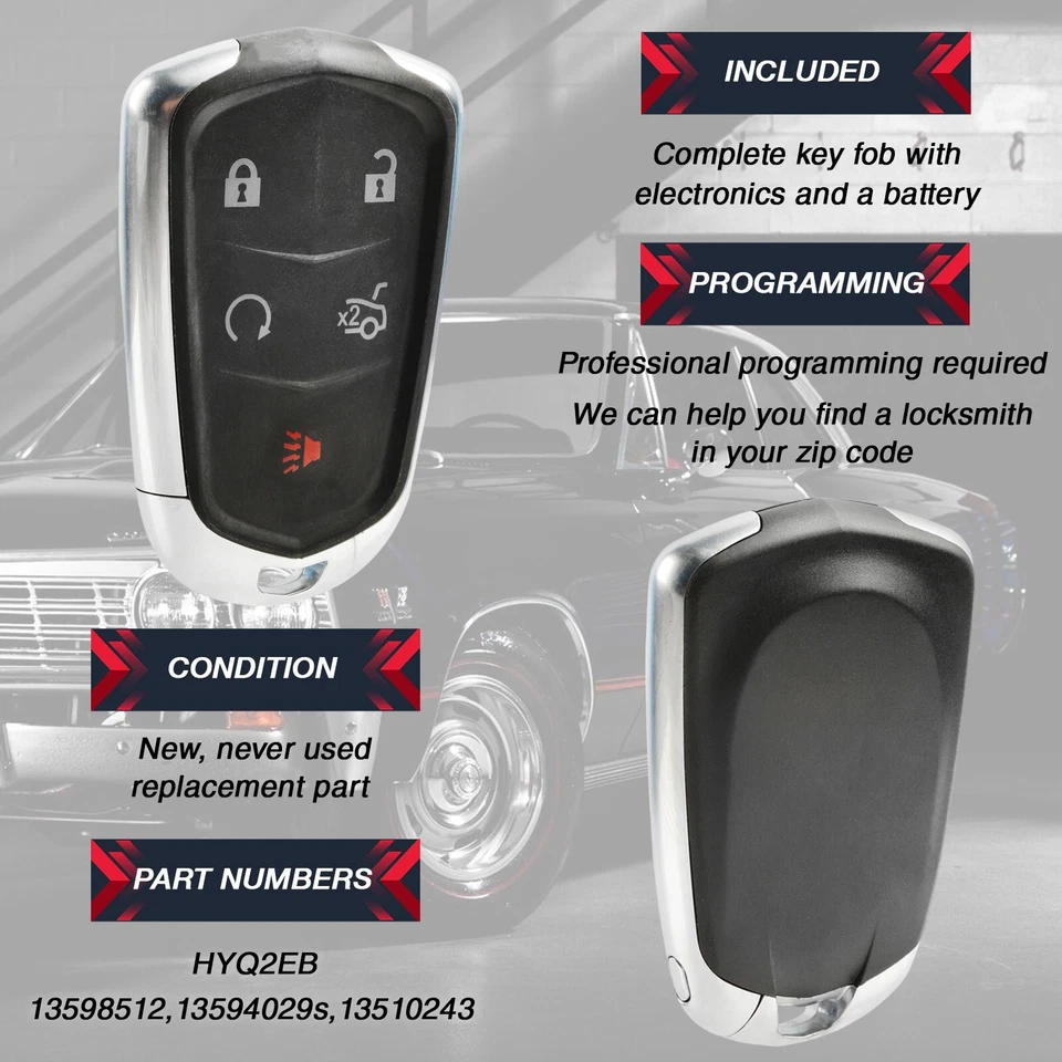 2 Key Fob Remote for 2015 2016 2017 2018 2019 Cadillac XTS ATS CT6 HYQ2EB Foto 4 de 4