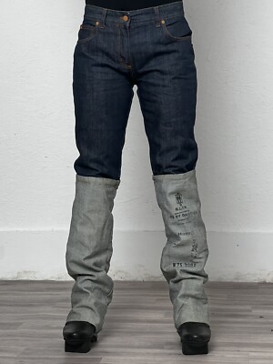 Jean Paul Gaultier blue tattoo collection 325 print jeans size 30 UK