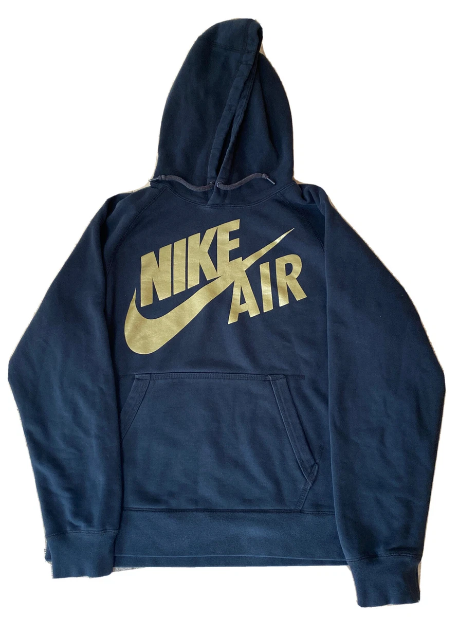 Nike Air Hoodie Men s L Sweatshirt Black Cotton Blend Gold Graphic Red Label
