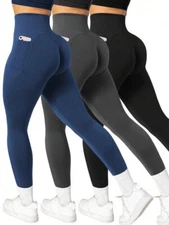 Womens Butterluxe Workout Leggings with Pockets Scrunch Butt Lift Seamless Pants