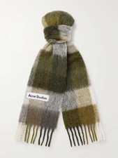 ACNE STUDIOS Vally Fringed Checked Knitted Scarf