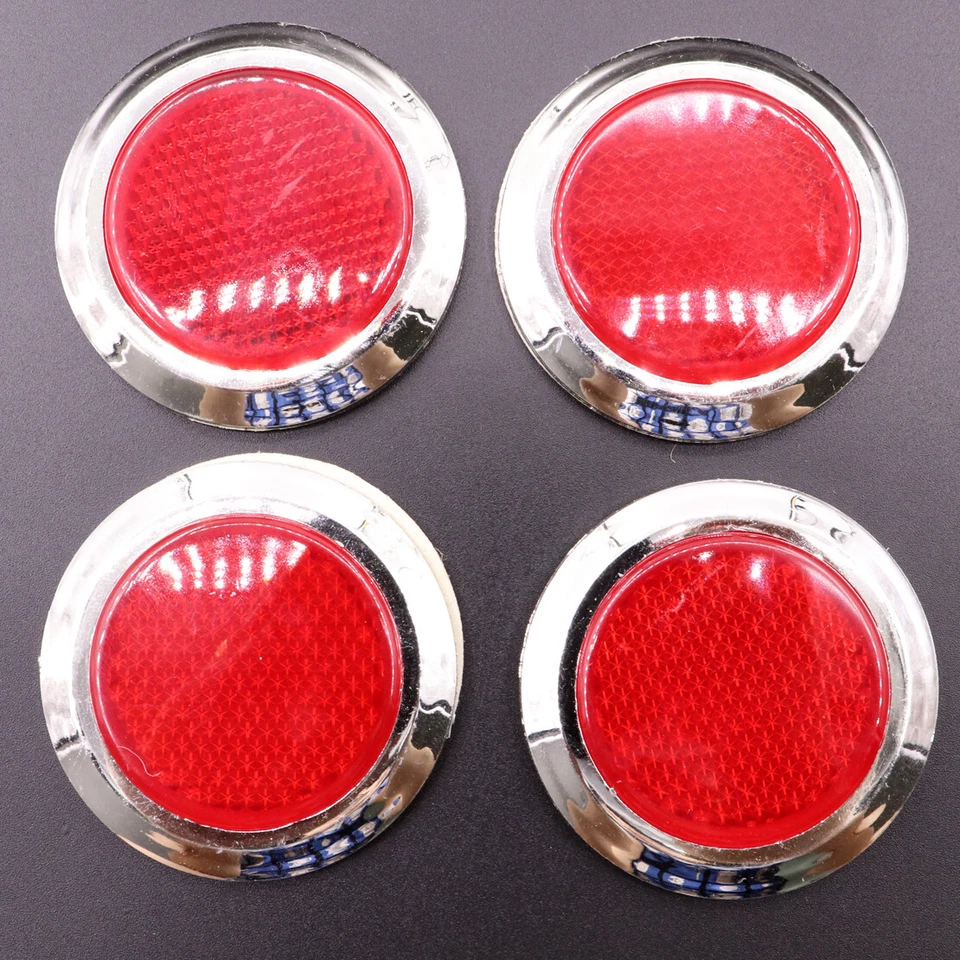 4x Rojo Reflectante Coche Motocicletas Pegatina Reflector Redondo Cromo Autoadhesivo Foto 2 de 4