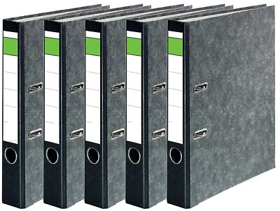 5 DIN A4 Ordner Wolkenmarmor schmal 5cm Rücken schwarz **Gratis Zugabe Schere**