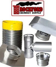 6 in. Smooth Wall Chimney Liner Kit with Rain Cap & Top Plate .013 Thickness