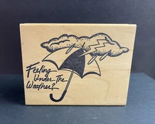 Double D Wood Mounted Rubber Stamp H1995 FEELING UNDER THE WEATHER Get Well