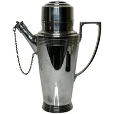 Silver Plate Mappin & Webb Art Deco Cocktail Shaker Designed By Keith Murray