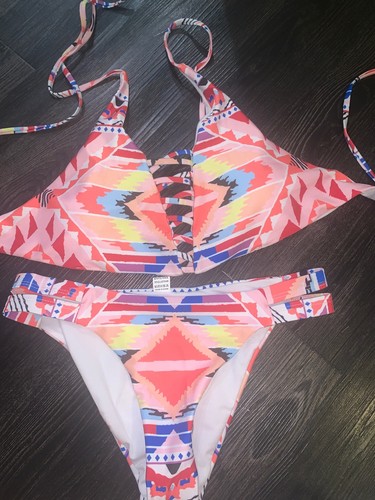 Free Ship! NWOT! Multi-colored, Tribal 2-Piece Bikini Bathing Suit - Foto 1 di 3