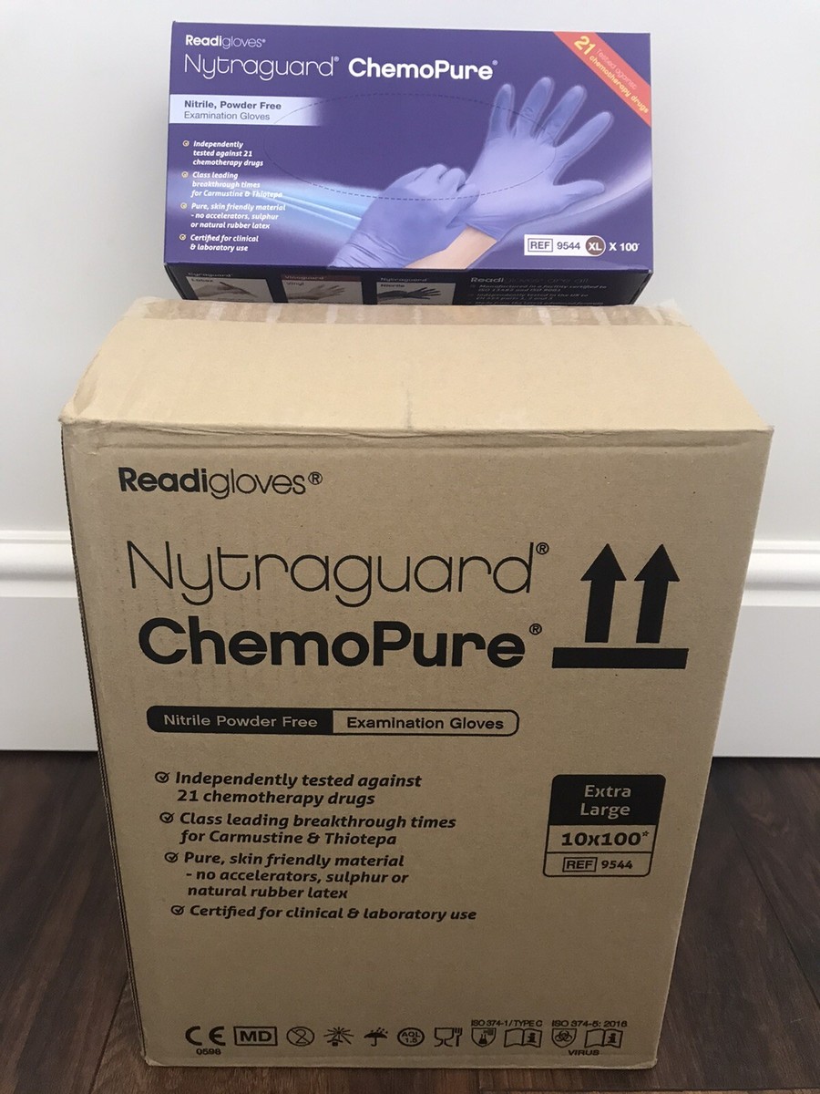Case (10 Boxes) Nytraguard ChemoPure Nitrile Gloves (100) Extra Large