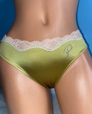 Mustard Ultra Soft Shimmer Satin W/ Shiny Beads Bikinis Sissy Panties Size M