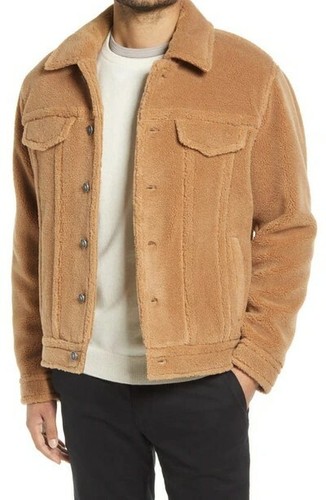 Vince Herren High Pile Fleece Trucker Jacke in Desert Camel Größe S - Bild 2 von 4