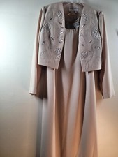 Adrianna Papell Dress Sz 6 Champaign Tan Embellished Jacket Evening Gown Wedding