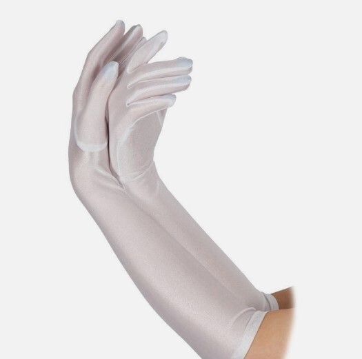 Wicked White Lame White Ladies Long Gloves Adults Fancy Dress