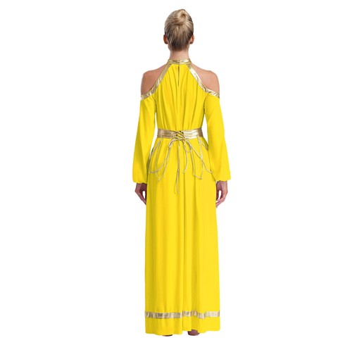Women Praise Dance Dress Metallic Cold Shoulder Long Sleeves Costume Choir Robe - Picture 39 of 43