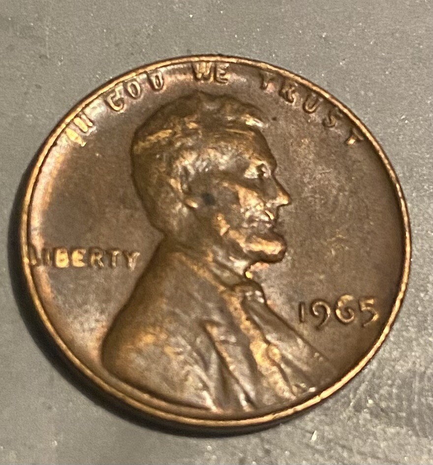 1965 Double Die Obverse DDO /DDR Error Lincoln Cent RED Brown