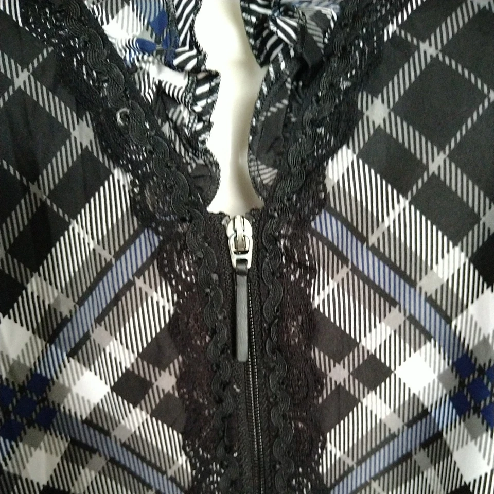 Camisa de diseñador Gerry Webber negra, blanca y azul marino con cremallera para damas talla 14/16 (42) Foto 2 de 4