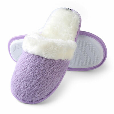 Aerusi Women Comfy Fuzzy Knit Slippers Memory Foam Non-Slip House Bedroom  Shoes