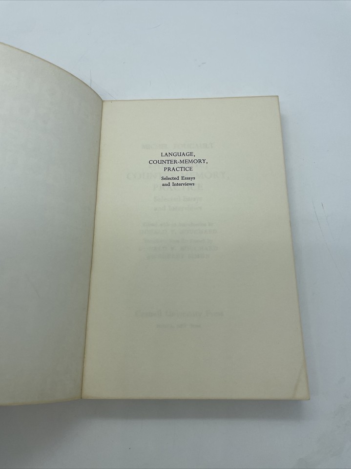 Language Counter Memory Practice Language, Counter-Memory, Practice by Michel Foucault 1984 PB | eBay